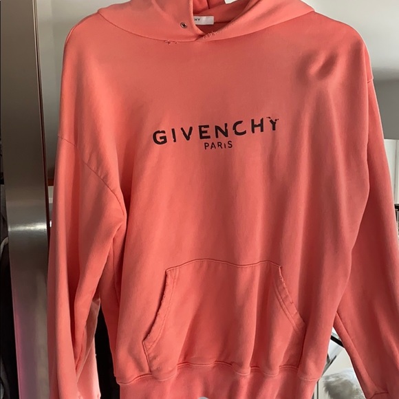 givenchy red distressed hoodie